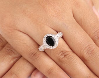 Black Onyx Gemstone Silver Ring | 925 Sterling Silver Elegant Bridesmaid Jewelry | Designer Women Ring | Artisan Onyx Ring | Gift For Her