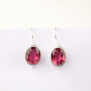 Pink Tourmaline Gemstone Earrings, Pink Gemstone Earrings, 925 Sterling Silver Handcrafted Earrings, Handcrafted Earrings, Gift For Her