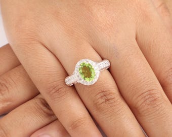 Peridot Gemstone Silver Ring | 925 Sterling Silver Handmade Jewelry | August Birthstone Gift
