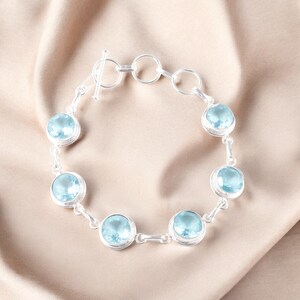 Sky Blue Bracelet - Topaz Gemstone Jewelry - Sterling Silver