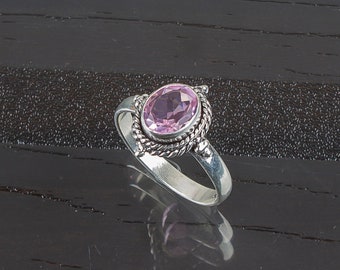 Pink Morganite Gemstone Sterling Silver Ring, 925 Stamped Handmade Jewelry, June Birthstone Gift,   Engagement Gift