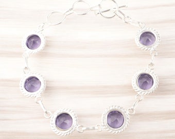Bracelet Pendentif En Argent Avec Iolite 12x8 Mm - Bijou élégant Neuf Sans Emballage