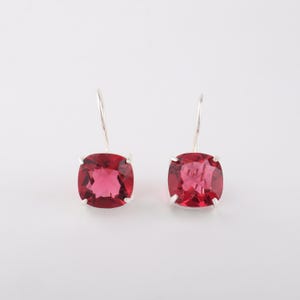 Pink Tourmaline Gemstone Silver Earrings, 925 Sterling Silver, Unique Handmade Earrings, October Birthstone, Statement Women Earrings Gift