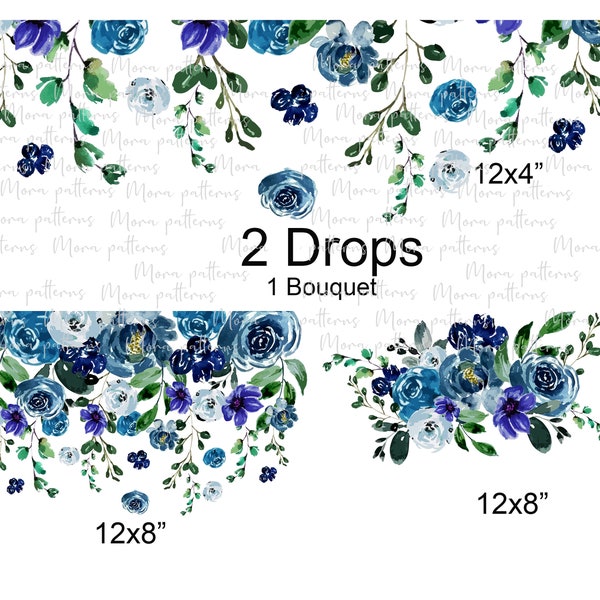 Blue floral, PNG arrangements , Wedding bouquet ,Invitation graphics, Holiday clipart set, Wedding Décor, Dusty Blue, indigo floral drops