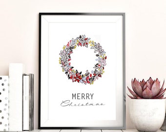 Set of 2 Christmas Wreaths,Hand Painted watercolor, Free Commercial Use ,PNG with transparent background,Instant download,HIGH QUALITY 12x12