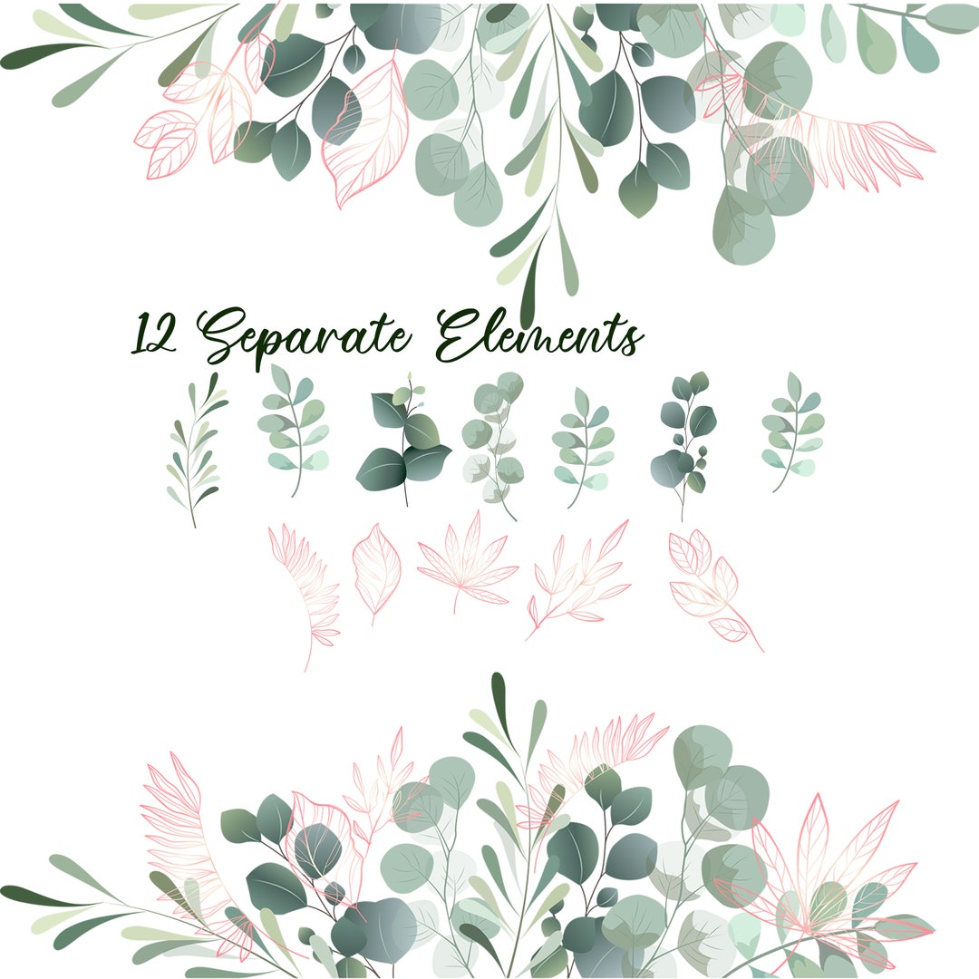 Eucalyptus Watercolor Clipart Set, Greenery Frames (digital Clipart) - Etsy