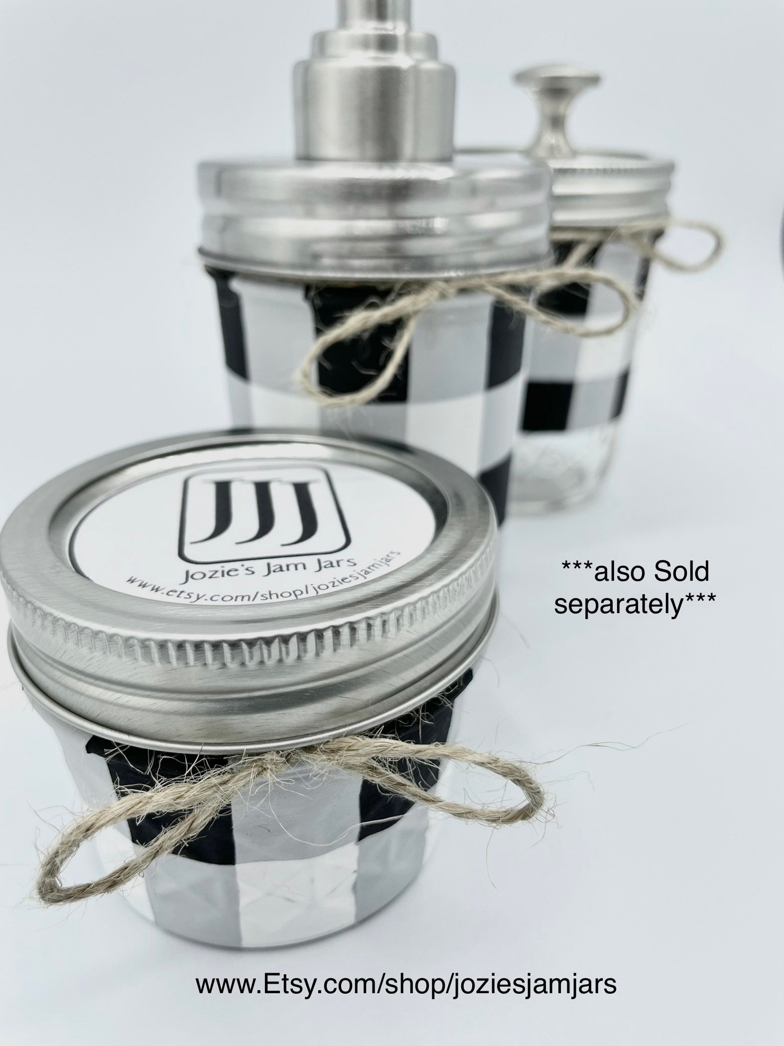 Buffalo Plaid Bathroom Set/ Checkered/ Black and White Mason Jars