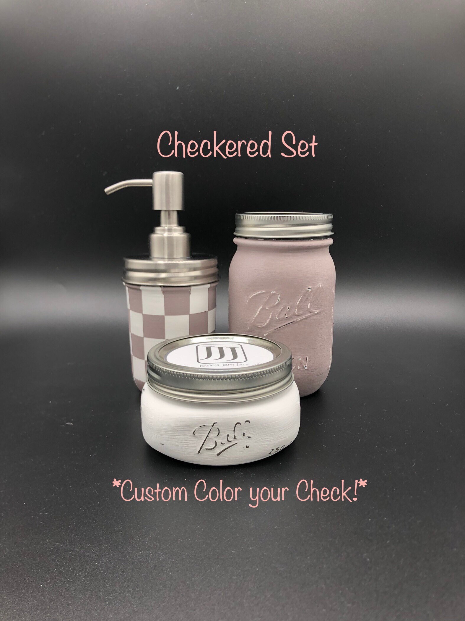 Buffalo Plaid Bathroom Set/ Checkered/ Black and White Mason Etsy