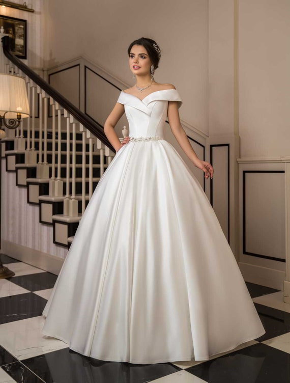 princess satin wedding dress