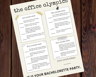 The Office Themed Bachelorette Scavenger Hunt Bar Challenge Instant Download