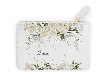 Mini pochette personalizzata regalo per il compleanno della mamma nipote, borsa floreale in ecopelle per portafoglio telefono, custodia personalizzata per trucco da damigella d'onore