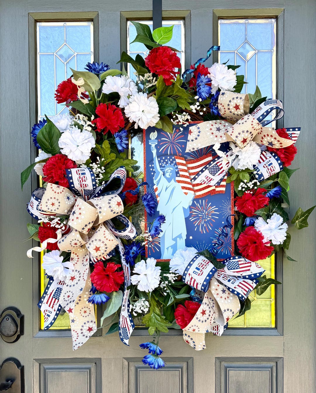 Patriotic Wreath, 4th of July Wreath for Front Door, American Flag ...