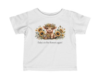 Baby peuter T-shirt baby Highland Cow cadeau voor verjaardag, persoonlijke Jersey Tee voor de zomer, aangepaste douche trending shirt voor kleindochter