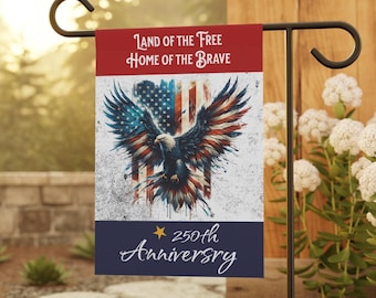 Yard Flag 250th Anniversary House Banner 12x18 Patriotic Outdoor Decor Bald Eagle Design 1776-2026 Celebrate USA