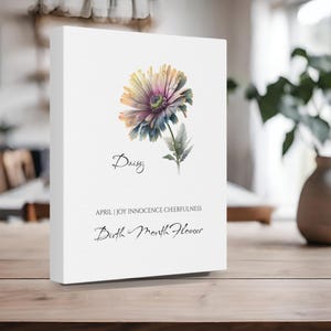 April Birth Month Flower Canvas Wrap, Gift Wall Art Poster, Flower Daisy Baby Shower Nursery, Grandchild Birthday, Grandmother, Girls Room