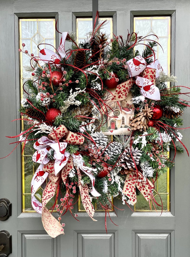 Large Christmas Wreath for Front Door Holiday Door Wreath Etsy