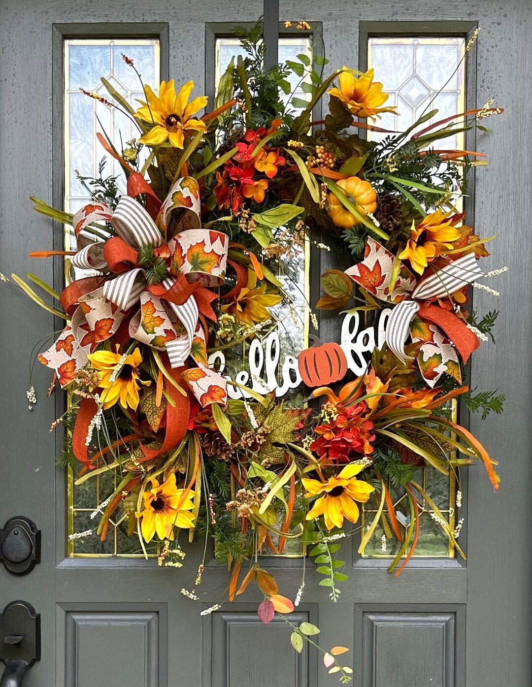 Large Fall Wreath for Front Door Colorful Autumn Door Wreath Gift for ...