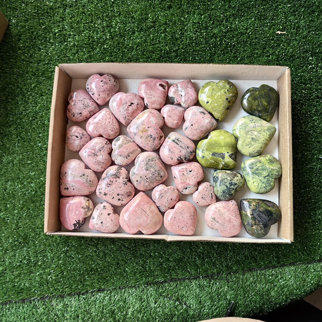 Lot 31 Pc Green Serpentine & Rhodonite Hearts - Etsy