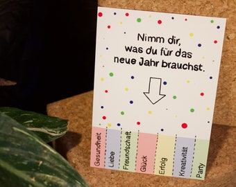 Postkarte Neujahr Silvester Geburtstag Weihnachten Wünsche Freunde Konfetti DIN A6