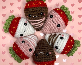 Patron PDF au crochet avec fraises enrobées de chocolat