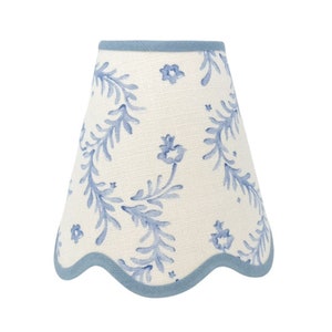 SCALLOP LAMPSHADE - floral - linen - natural - scalloped edges - trim colours - clip on, lamp or pendant light