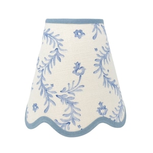 PARALUME SCALLOP - floreale - lino - naturale - bordi smerlati - colori di rifinitura - clip su, lampada o lampada a sospensione