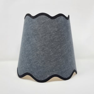 SCALLOP LAMPSHADE linen tapered natural double scalloped edges trim colours clip on, lamp or pendant light image 1