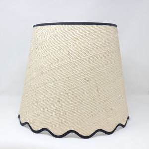 RAFFIA LAMPSHADE - tapered - natural - scalloped edges - trim colours - clip on, lamp or pendant light
