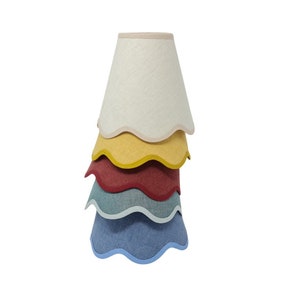 SCALLOP LAMPSHADE - linen - tapered - natural - scalloped edges - trim colours - clip on, lamp or pendant light
