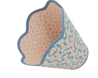 SCALLOP LAMPSHADE - Double Fabric - Blue - Dulcie - Ian Sanderson - Scallop - Any light fitting plus battery light