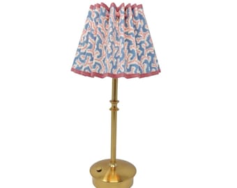 BATTERY LAMPSHADE - Shade only, no base - linen - tapered - natural - pleated - trim colours - clip on, lamp or pendant light