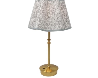 BATTERY LAMPSHADE - Shade only, no base - linen - tapered - natural - wavy - trim colours - clip on, lamp or pendant light