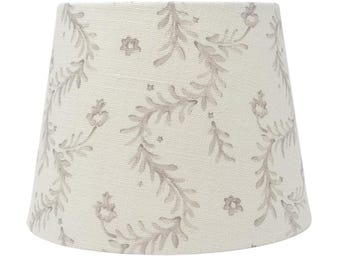 EMPIRE LAMPSHADE - floral - linen - natural - scalloped edges - trim colours - clip on, lamp or pendant light