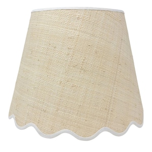 SCALLOP LAMPSHADE - raffia - tapered - natural - scalloped edges - trim colours - clip on, lamp or pendant light