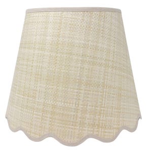 RAFFIA LAMPSHADE - tapered - natural - scalloped edges - trim colours - clip on, lamp or pendant light