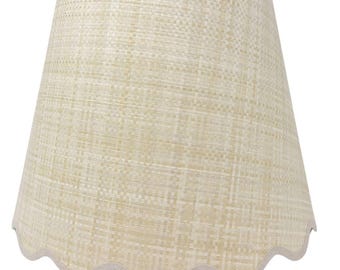 RAFFIA LAMPSHADE - tapered - natural - scalloped edges - trim colours - clip on, lamp or pendant light