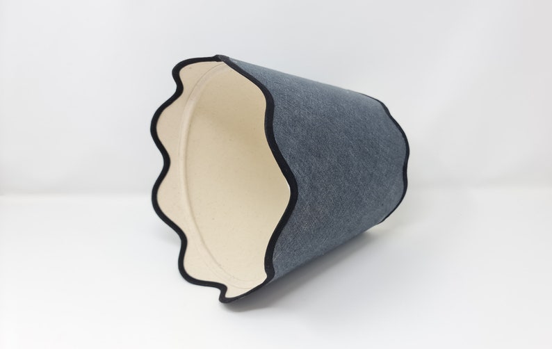 SCALLOP LAMPSHADE linen tapered natural double scalloped edges trim colours clip on, lamp or pendant light image 5