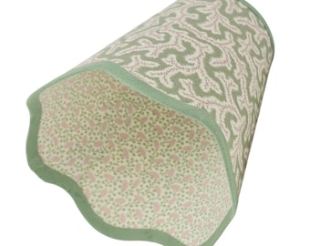 SCALLOP LAMPSHADE - Double Fabric - Green - Dulcie - Ian Sanderson - Scallop - Any light fitting plus battery light
