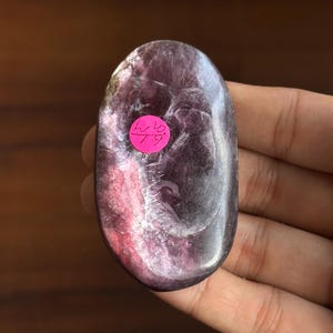 Gem Lepidolite Palmstone • High-Grade Shimmer Purple Lepidolite • Calming Stone for Anxiety Relief • Polished Mica from Brazil - #H, 61g