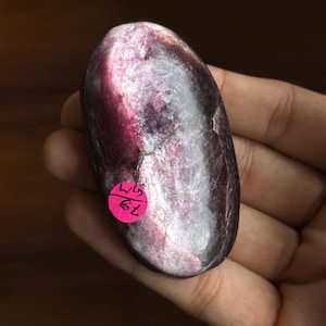 Gem Lepidolite Palmstone • High-Grade Shimmer Purple Lepidolite • Calming Stone for Anxiety Relief • Polished Mica from Brazil - #G, 79g