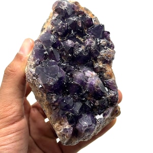 Red-Capped Amethyst Cluster (Auralite-23) – Natural “Alien Amethyst” from India, Hematite-Tipped Crystal on Matrix