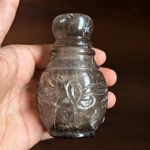 Smoky Quartz Essential Oil Bottle, crystal perfume bottle, , gemstone perfume bottle, crystal quartz water bottle, attar bottle, ashes urn