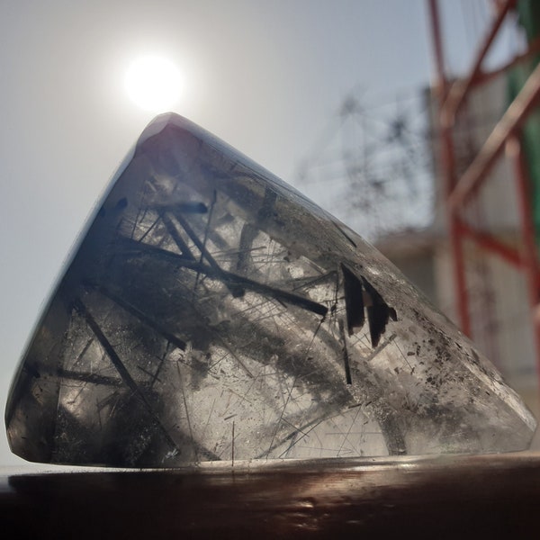 Tourmalinated Quartz Specimen, Natural Black Tourmaline Rock, Crystal Quartz, South Indian Specimen, Obstacle Remover, Schrol in Quartz