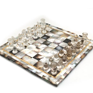 Exclusive Chess Set, Mother of Pearl chess set,Crystal carving chess set,Chess set luxury, Mother of Pearl exclusive carving,Best gift ideas