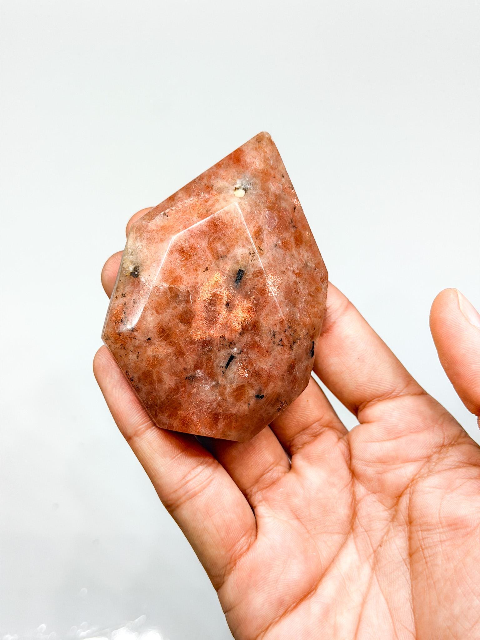 Polished Natural Confetti Sunstone Flame