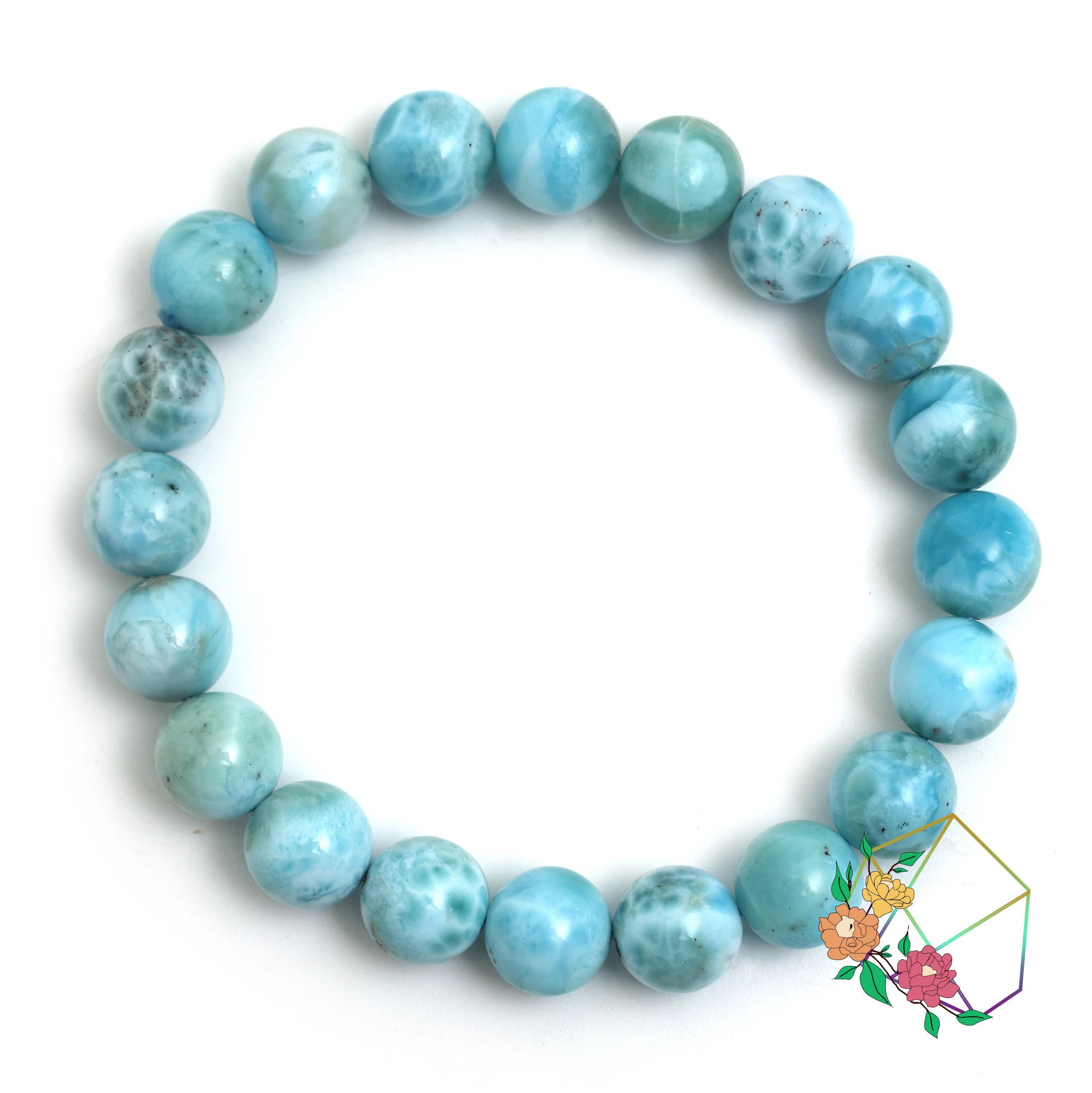AAA Larimar Bracelet: Natural Dominican Gemstone Beaded Jewelry
