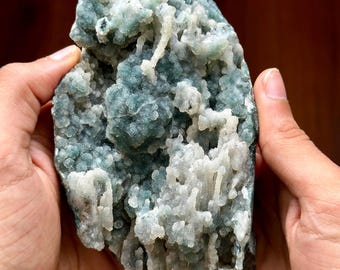 Botryoidal Chalcedony with Druzy Quartz - Blue-Grey Mineral Specimen (706g)