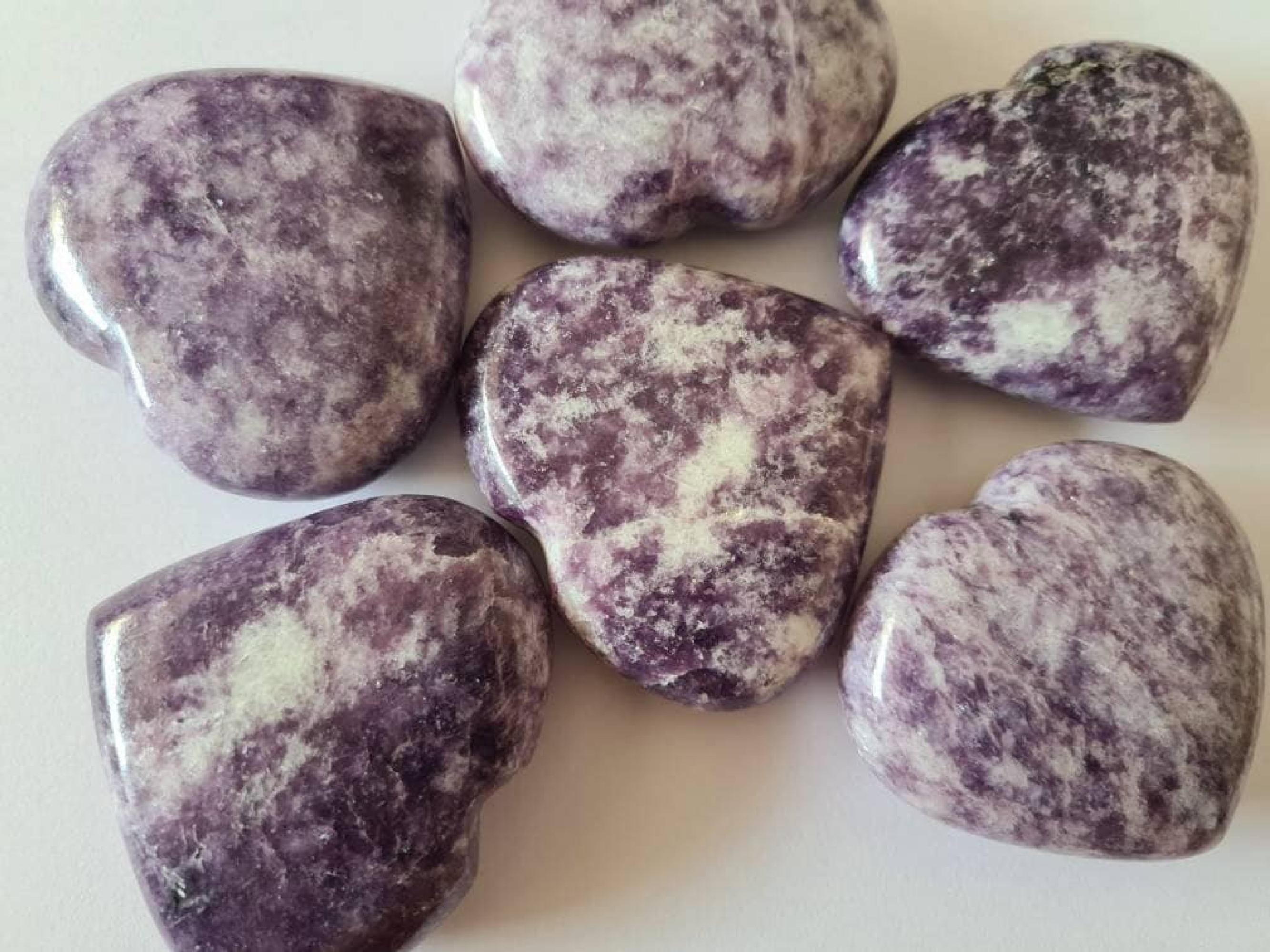 Lepidolite Heart: Natural Reiki Healing Crystal (40-50 mm)