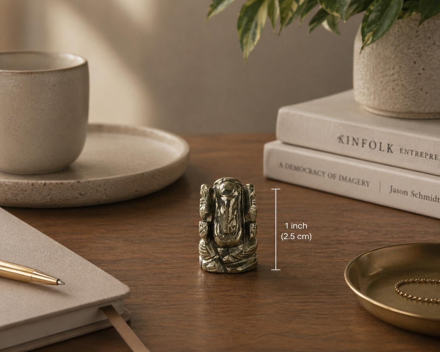 1-Inch Pyrite Ganesha Talisman: Alchemical Abundance