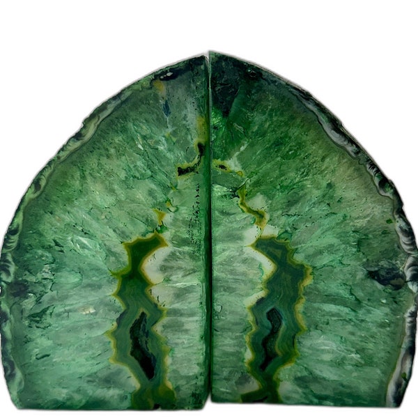 Par de sujetalibros de ágata verde, sujetalibros de geoda de 4 libras, decoración del hogar, decoración de cristal y piedra, regalo único, objeto decorativo, artículo de cristal natural